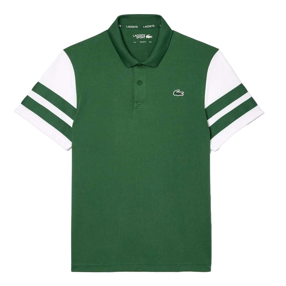 Lacoste Mens Pique Ultra Dry Tennis Polo Shirt - Green/White