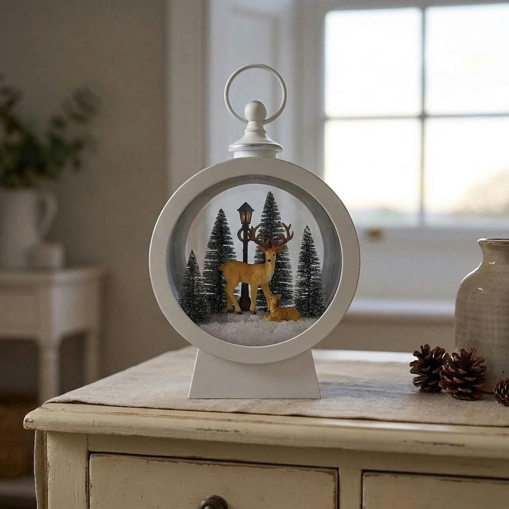 Garden Greatness Festive White LED Reindeer Lantern