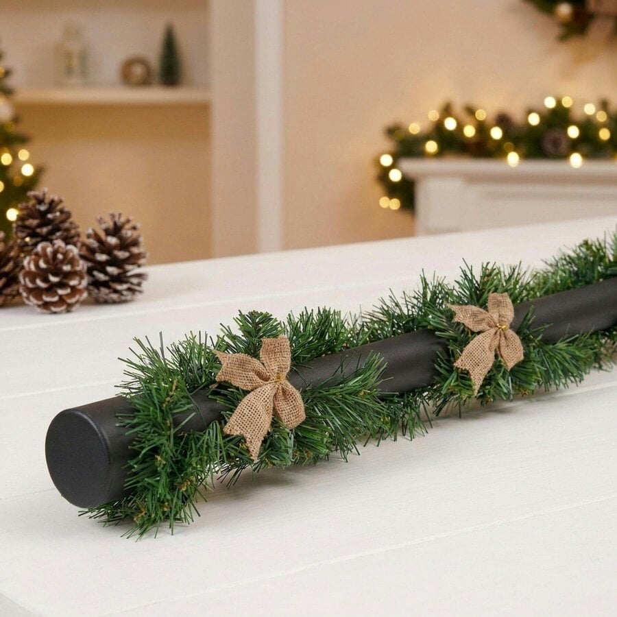 Garden Greatness Vibrant Christmas Tinsel Garland with Bows
