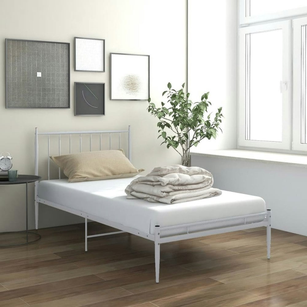 Berkfield Bed Frame White Metal 90x200 cm
