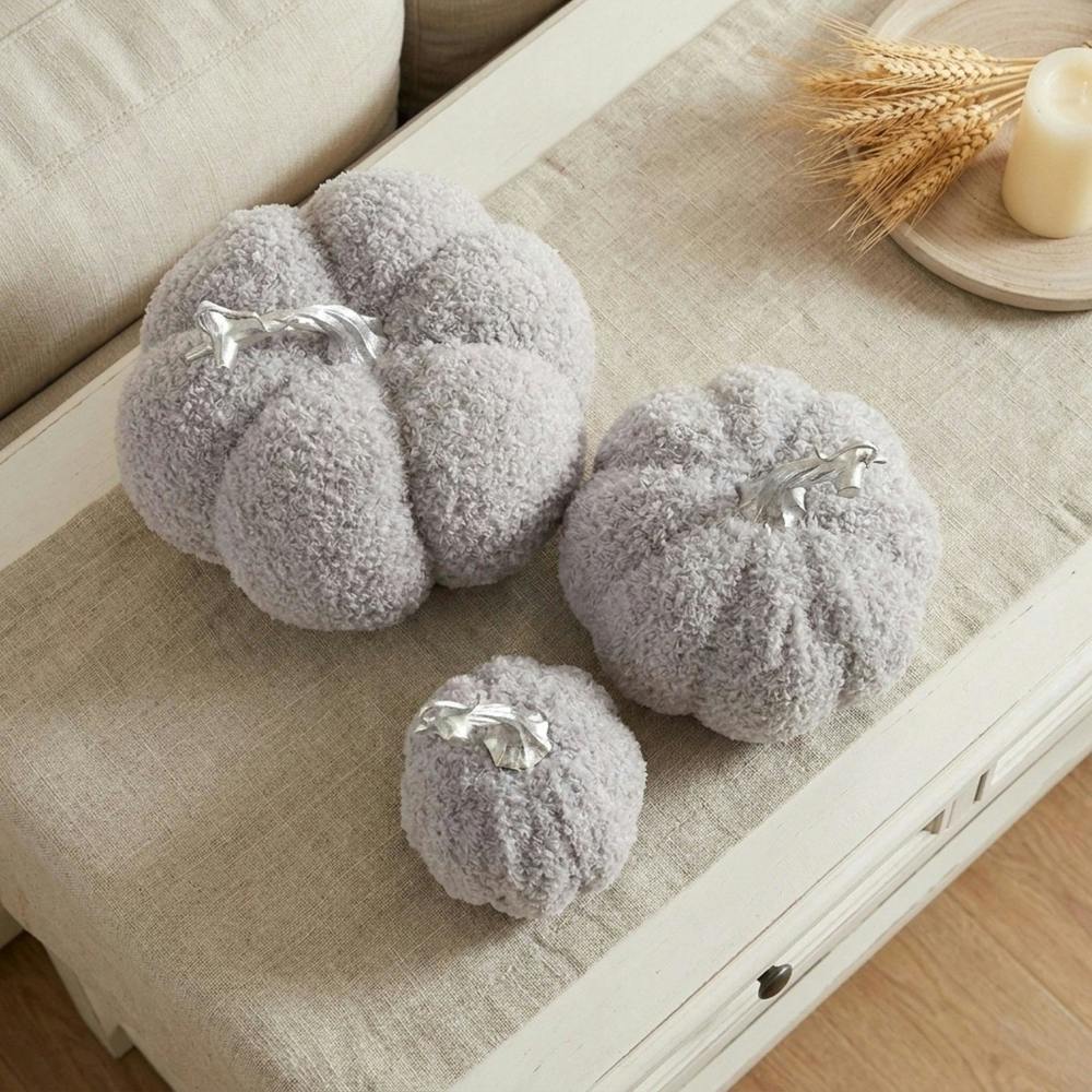 Garden Greatness Decorative Grey Pumpkin Ornament Set