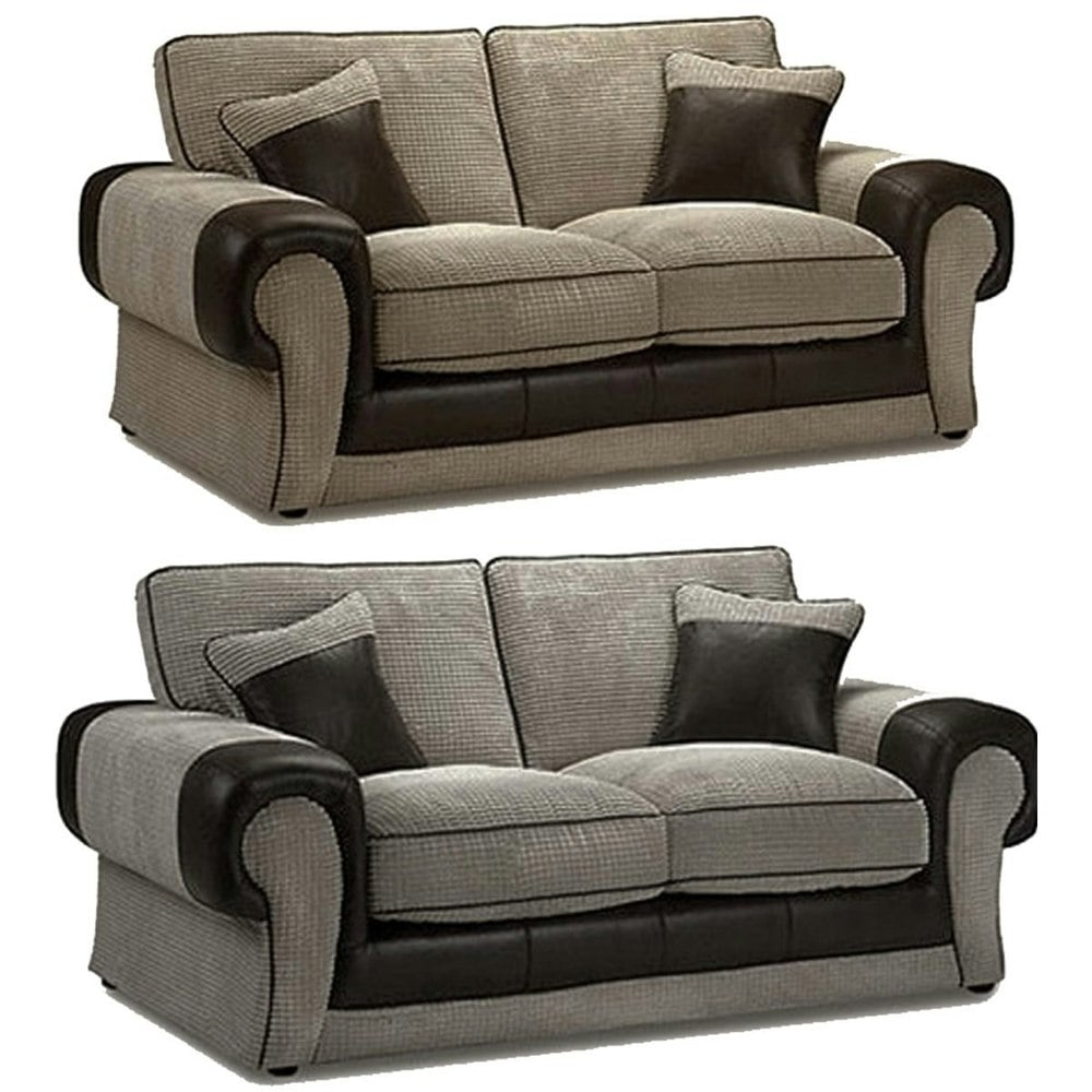 Portland Mixed Fabric Cord 3 Seater