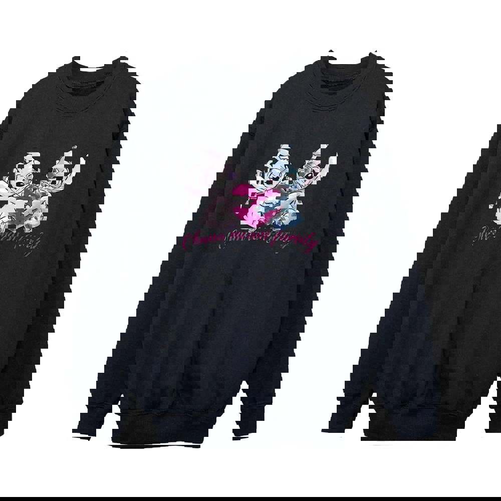 Disney Boys Lilo And Stitch Ohana Heart With Angel Sweatshirt - Black