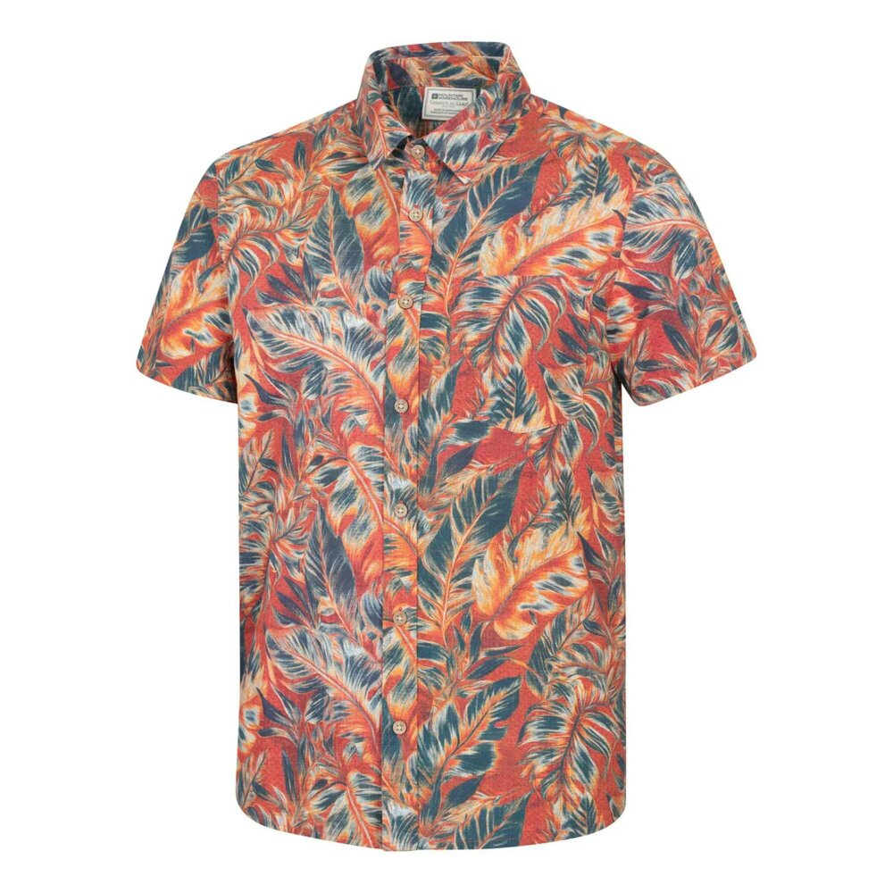 Mountain Warehouse Mens Tropical Leaves Short-Sleeved Shirt - Bright Orange - XXS - Bright Orange - 100% Cotton