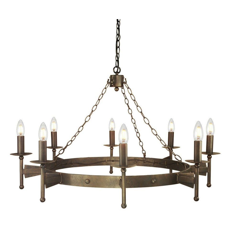 8 Bulb Chandelier Hanging Pendant LIght Old Bronze LED E14 60W Bulb Loops