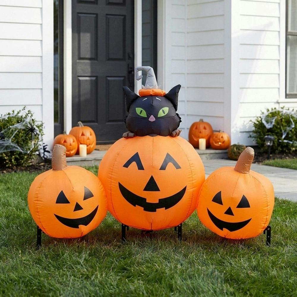 Garden Greatness Outdoor Inflatable LED Triple Pumpkin Display