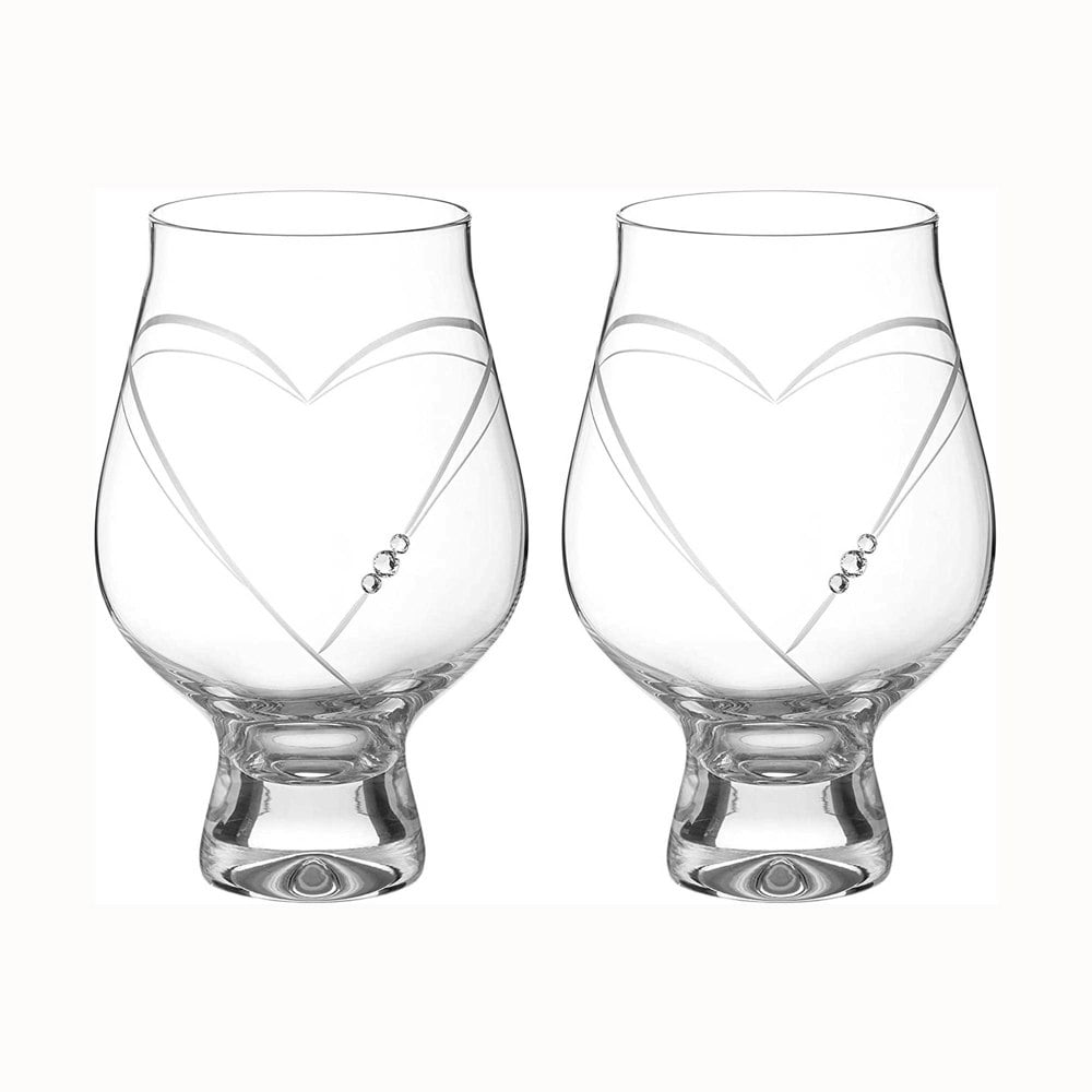 Diamante Hearts Crystal Gin Goblets Adorned with Swarovski® Crystals - Set of 2