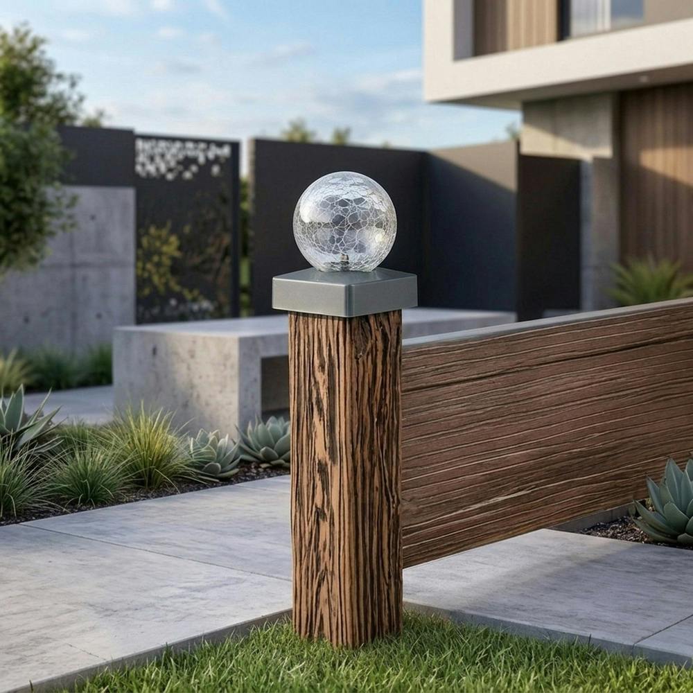 Garden Greatness 4 Pack Solar Crackle Ball Post Lights