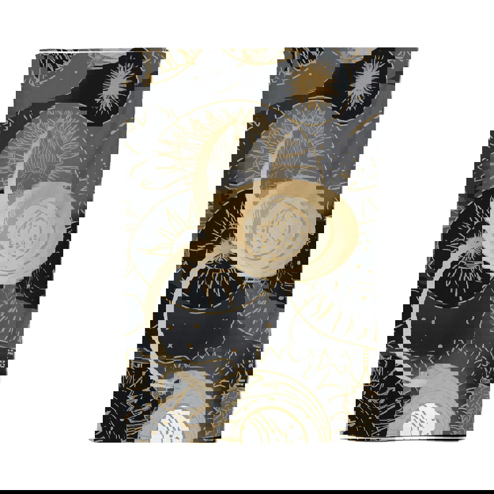 Warren Reed Abstract Silver Gold Sun and Moon Tea Towel