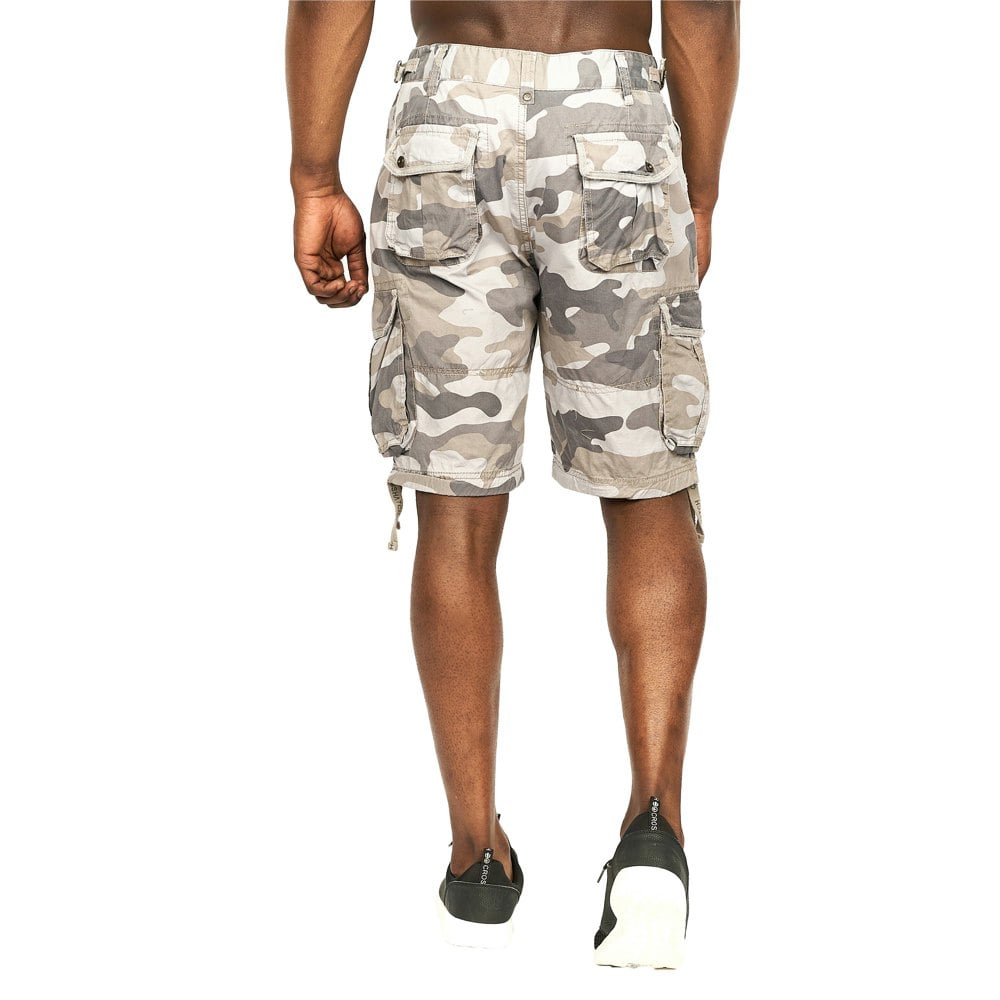 Crosshatch Mens Jimster Camo Cargo Shorts - Charcoal