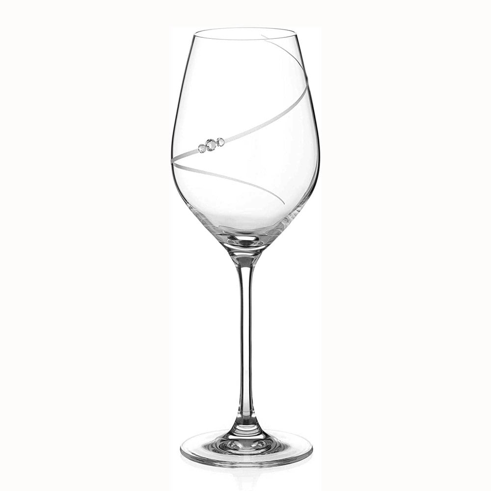 Diamante Silhouette White Wine Glasses Adorned with Swarovski® Crystals - Single Glass