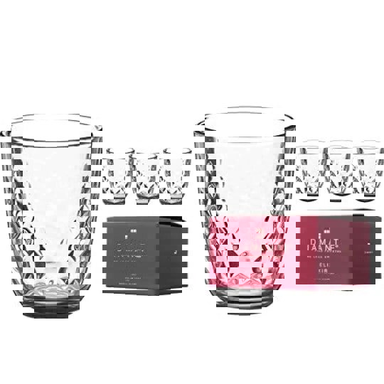 Diamante All Rounder Glasses Short Drink Tumblers Set ‘Slate’ – Set of 4