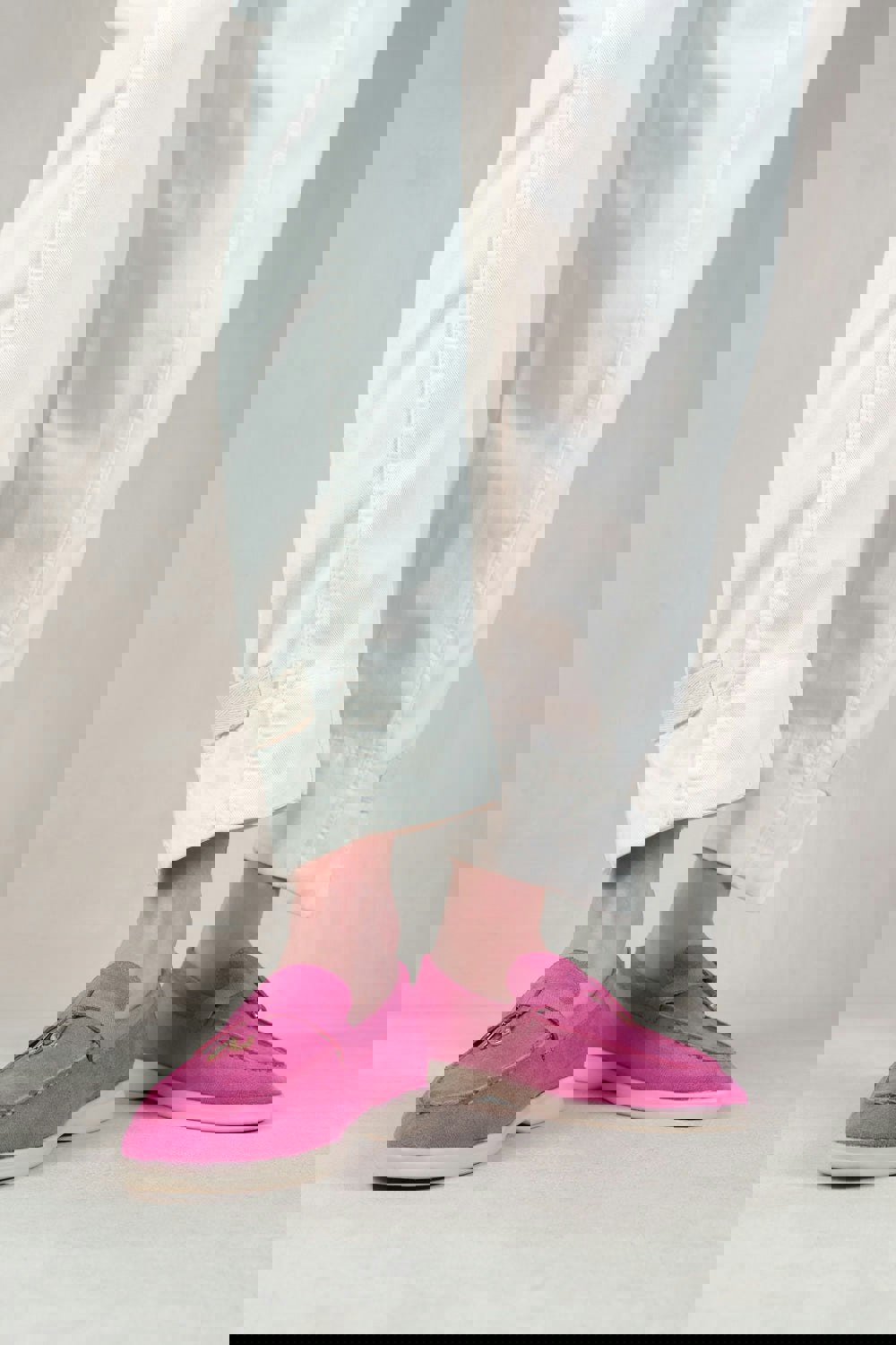 Where's That From Pegasus Slip on Trim Loafers With Accessory Detailing in Fuchsia Suede