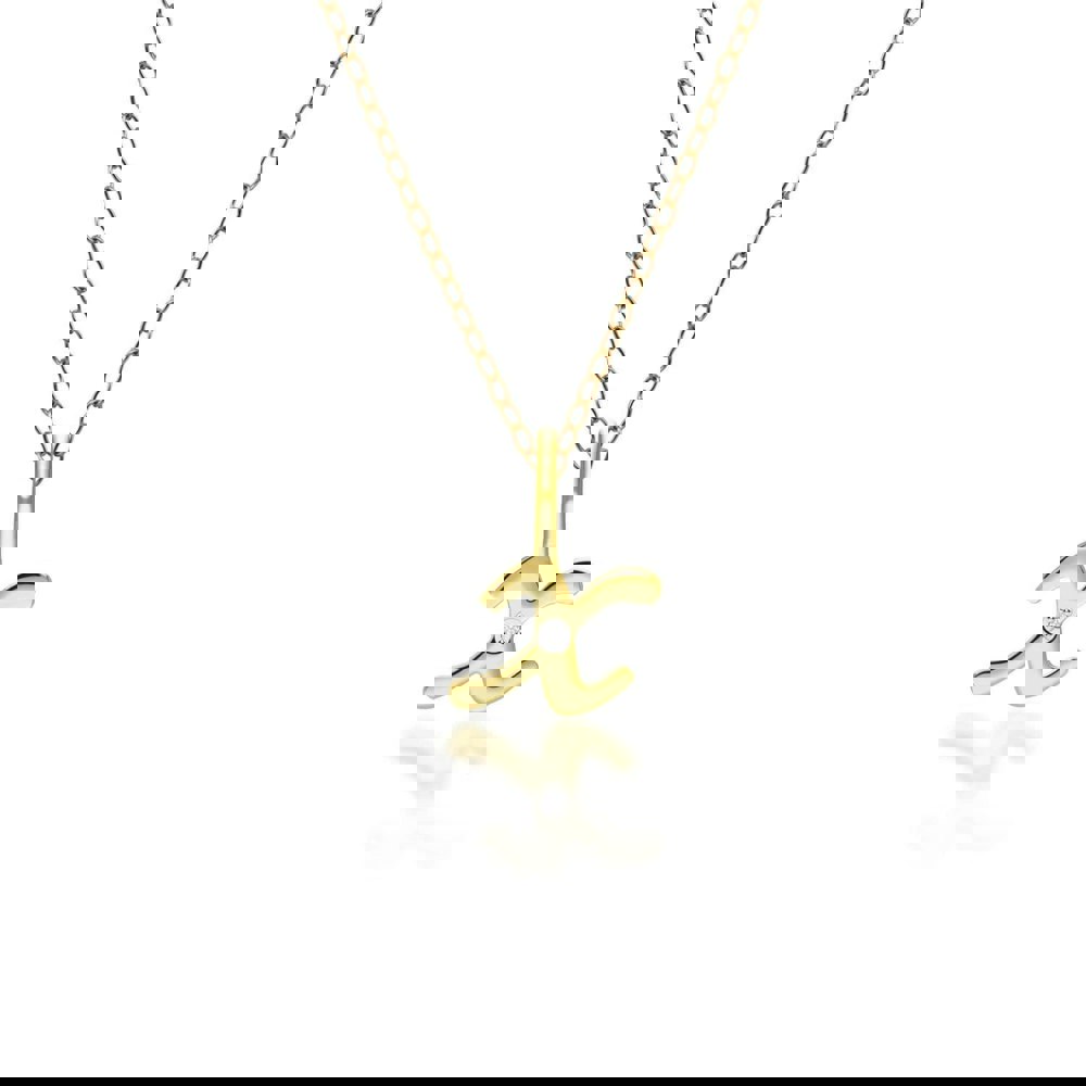 191P0794019 Alphabet Letter X Diamond pendant in 9ct Yellow Gold Front