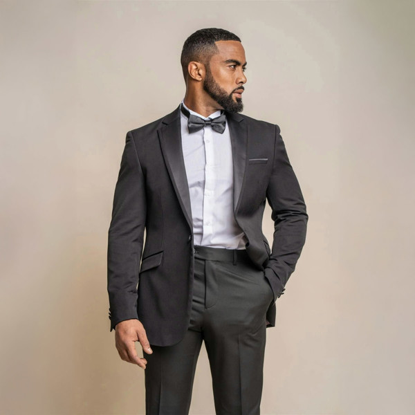 House of Cavani Tux Two Piece Suit - Black