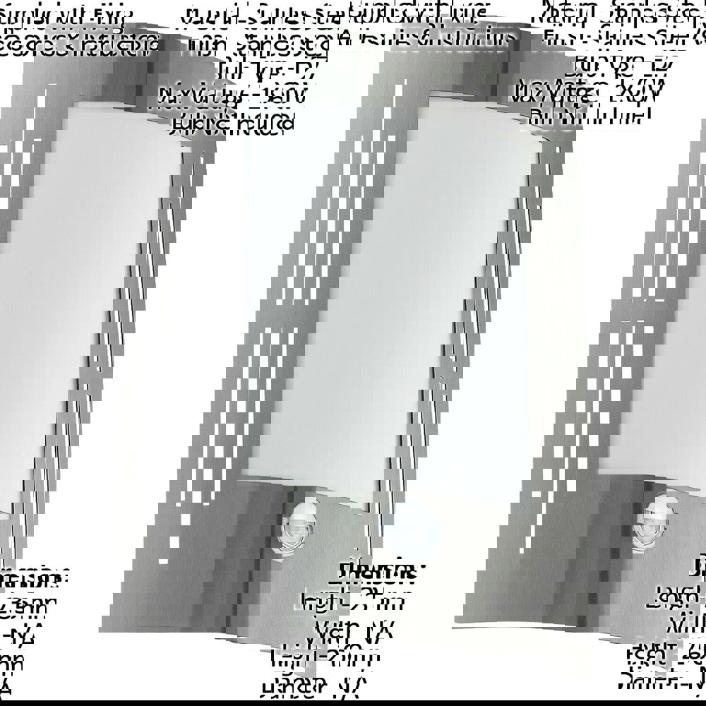 IP44 Outdoor Wall Light & PIR Motion Sensor Stainless Steel 1 x 60W E27 Bulb Loops