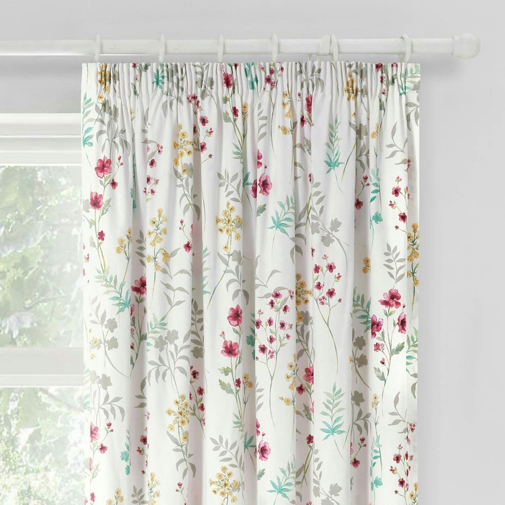 Velosso Meadow Floral Pencil Pleat Curtains - 117cm x 137cm