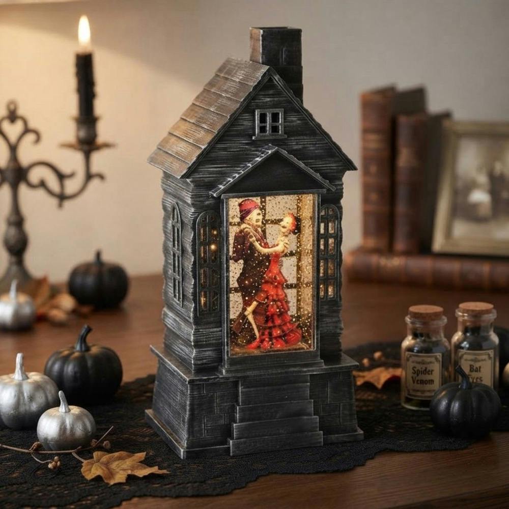Garden Greatness Halloween Skeleton Dancing Couple LED Lantern Spinner