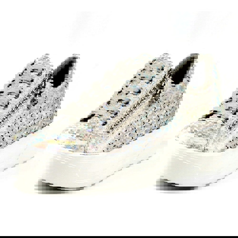 Lunar Womens Charm Leopard Print Trainers - White