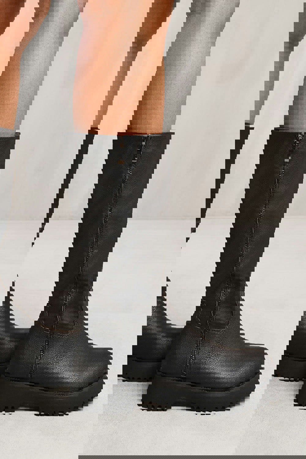 Where's That From Zelda Mid Calf Boot With Double Zip in Black Faux Leather