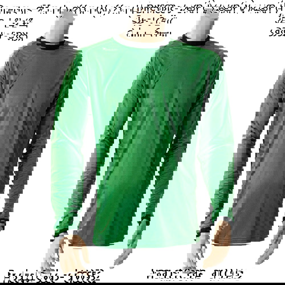 ADULT L 42-44 Inch GREEN Goal-Keeping Long Sleeve T-Shirt Shirt Top GK Keeper