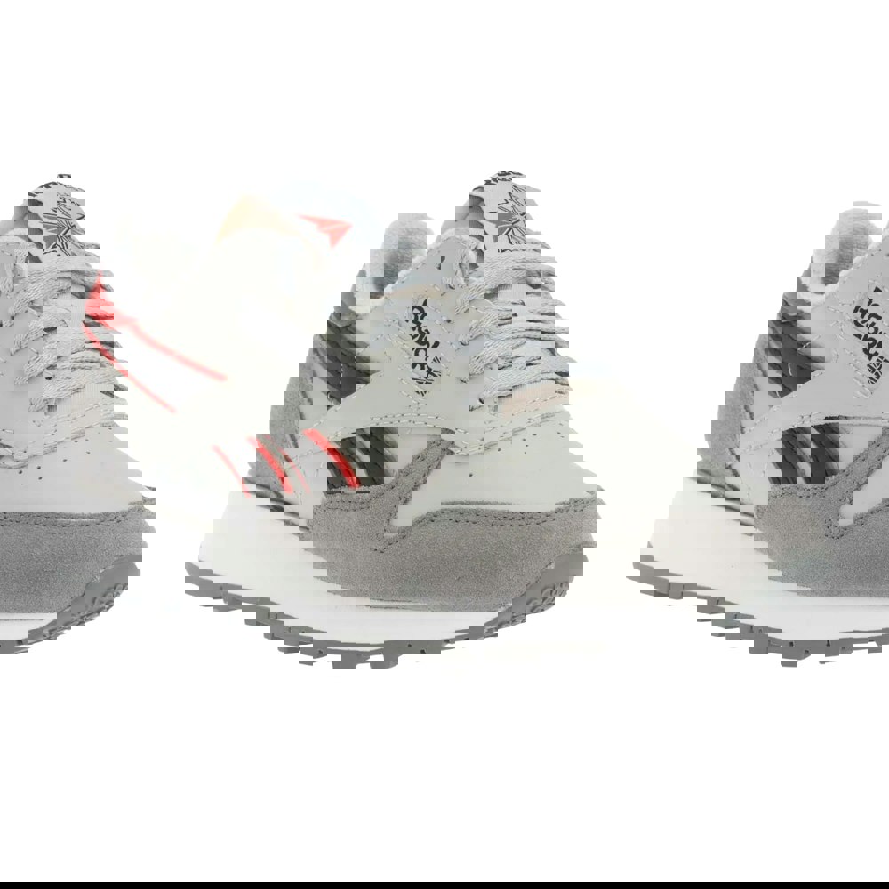 Reebok Mens Classic Leather Trainers - Pure Grey/Vector Red