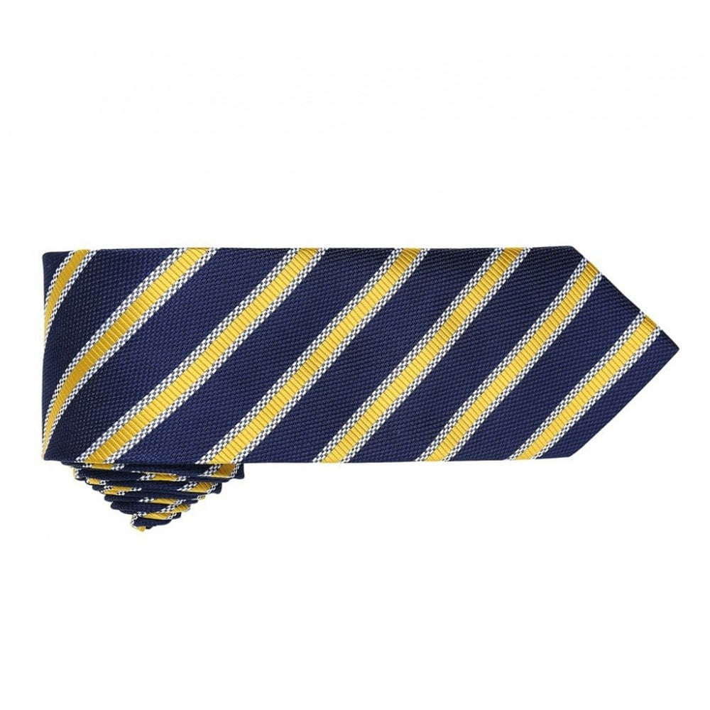 Premier Mens Waffle Stripe Formal Business Tie (Pack of 2) - Navy/Gold