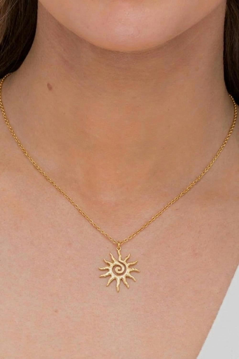 Serla Gold Sun Swirl Pendant Necklace