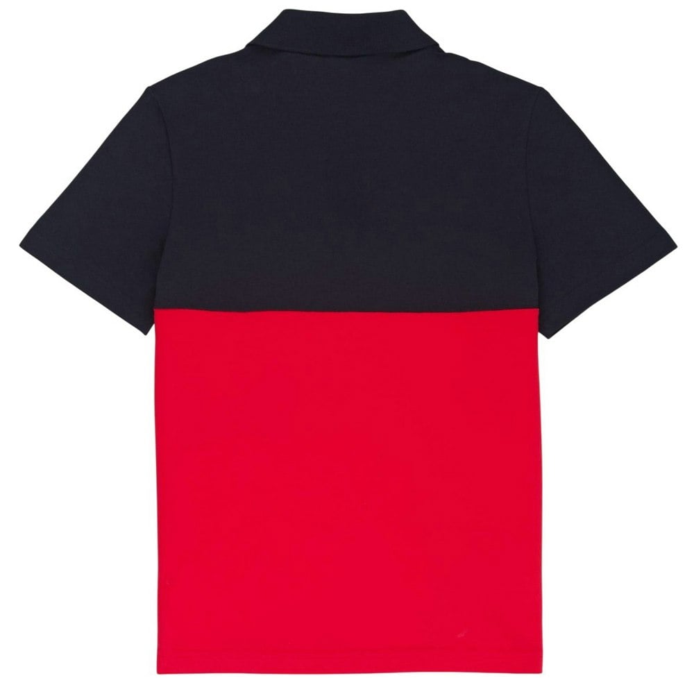 Lacoste Mens Colour Block Cotton Stretch Regular Polo Shirt - Black/Red
