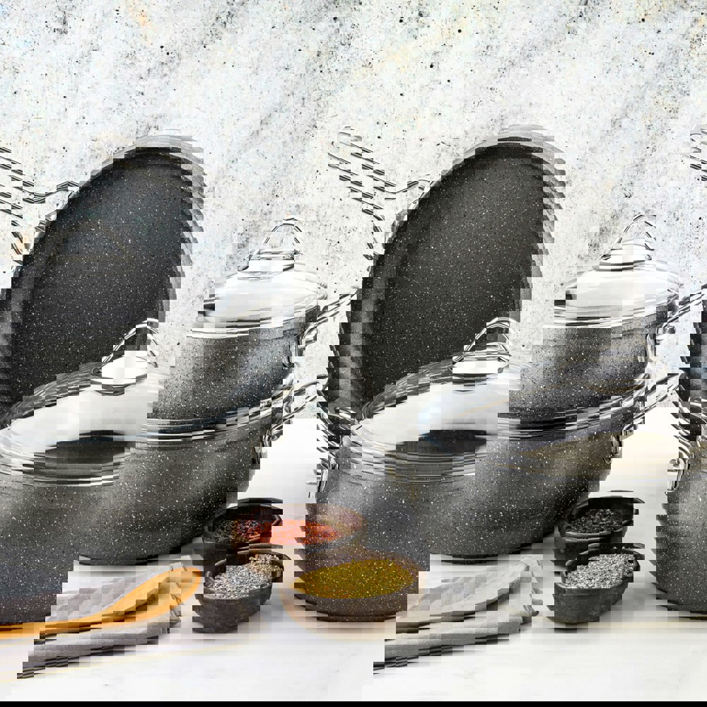 Rozi Alya Collection 7-Piece Non-Stick Granite Cookware Set (Grey)