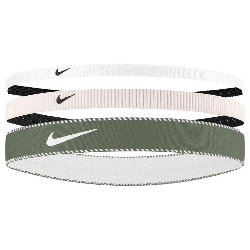 Nike Classic Mixed Flexible Headband (Pack of 3) - Light Pink/White/Green - One Size - Light Pink/White/Green - 100% Mixed