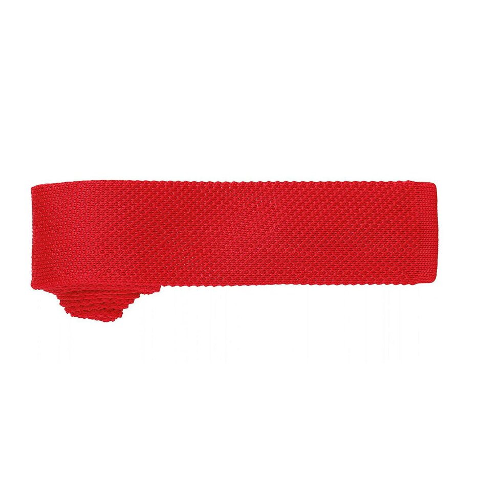 Premier Mens Slim Textured Knit Effect Tie - Red