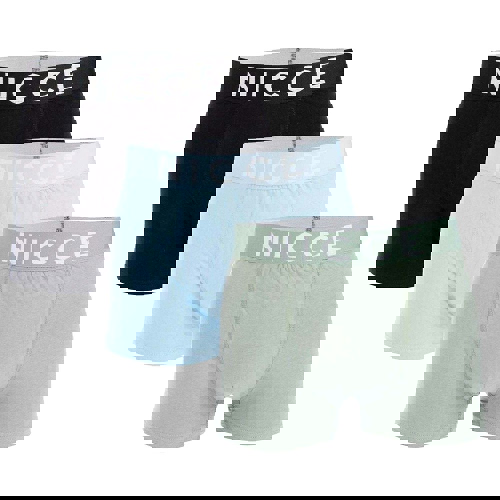 Nicce Mens Jayden Boxer Shorts (Pack of 3) - Blue/Grey/Black