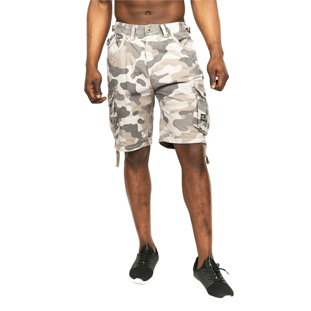 Crosshatch Mens Jimster Camo Cargo Shorts - Charcoal