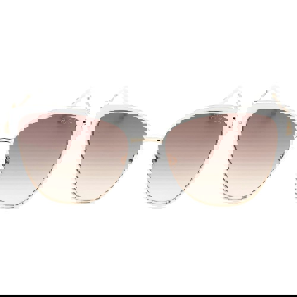 Guess White Outlined Frame Rose Gold Sunglasses One Size