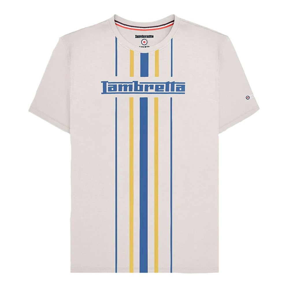 Lambretta Mens Vertical Stripe T-Shirt - Whitecap Grey