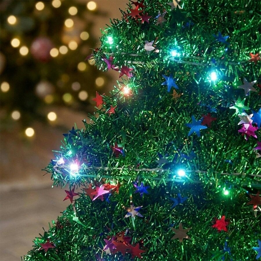 Garden Greatness Sparkly Multicolour Lit Tinsel Christmas Tree