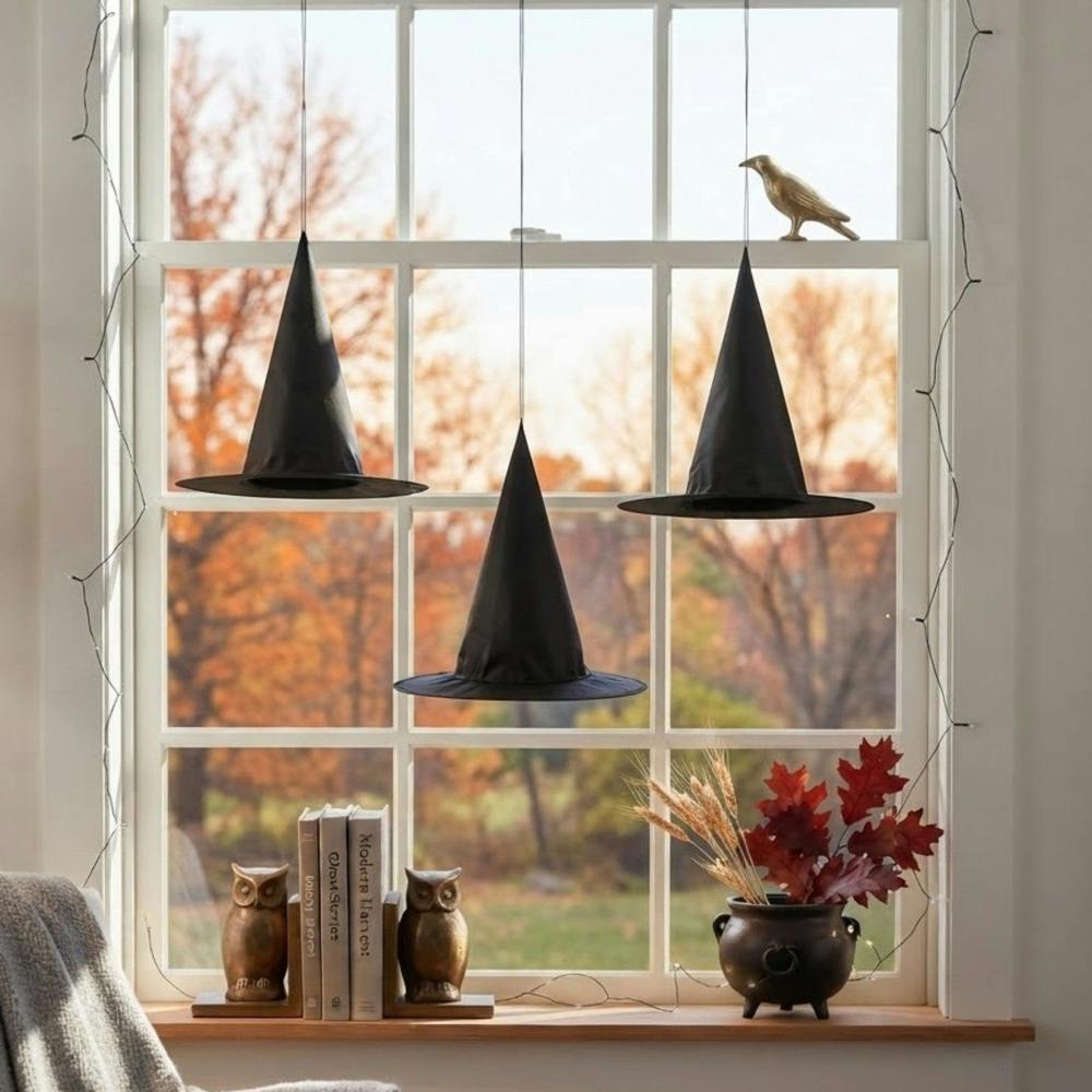 Garden Greatness 3 Pack Hanging Witch Hat Halloween Decorations