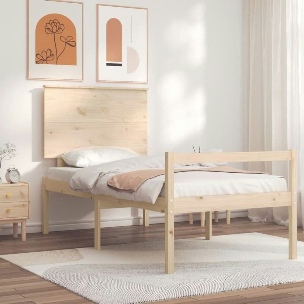 Berkfield Bed Frame with Headboard 100x200 cm Solid Wood