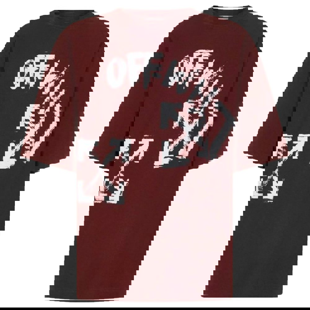 Off-White Skate Fit Paint Script Burgundy T-Shirt XS