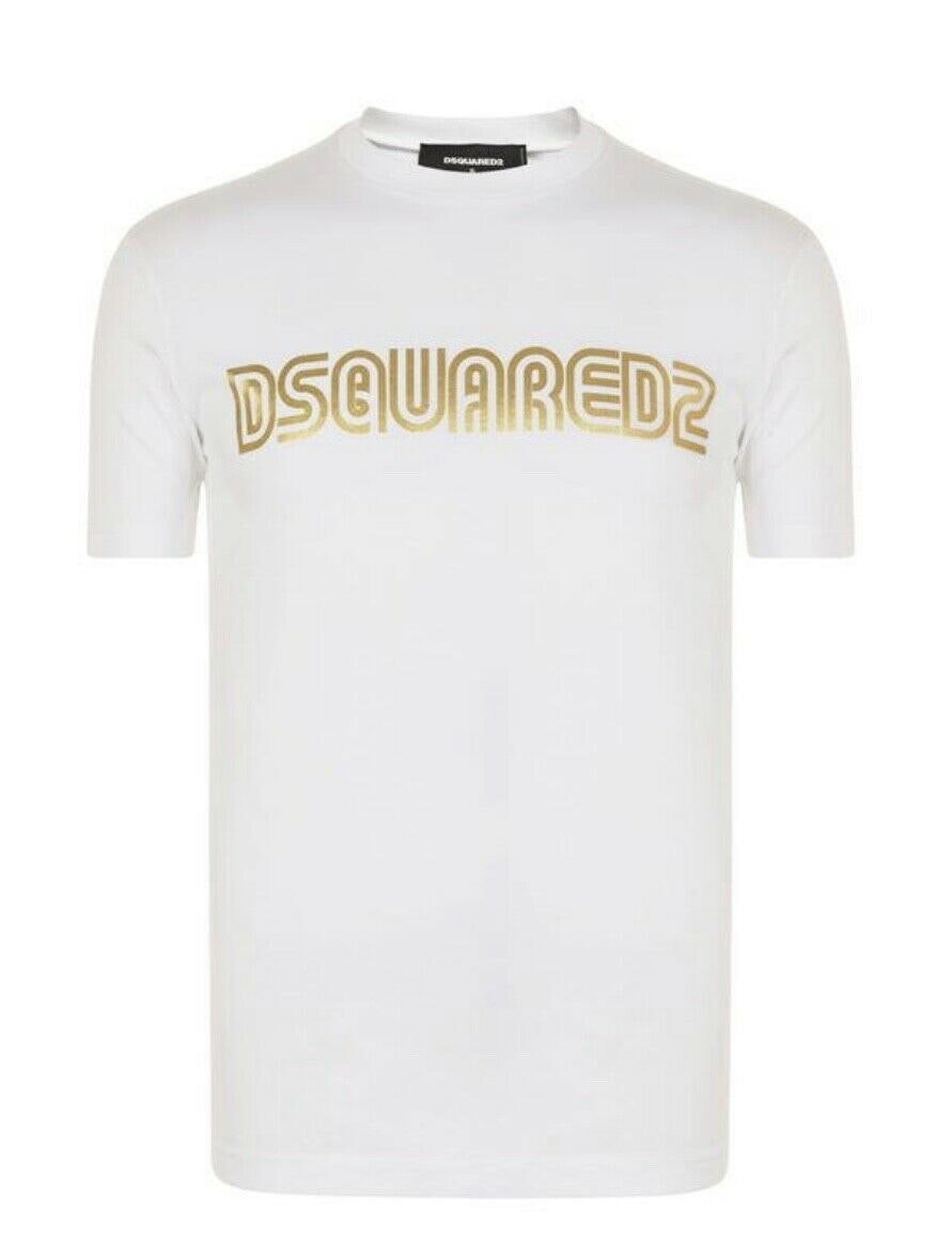 Dsquared2 Gold Bold Logo White T-Shirt