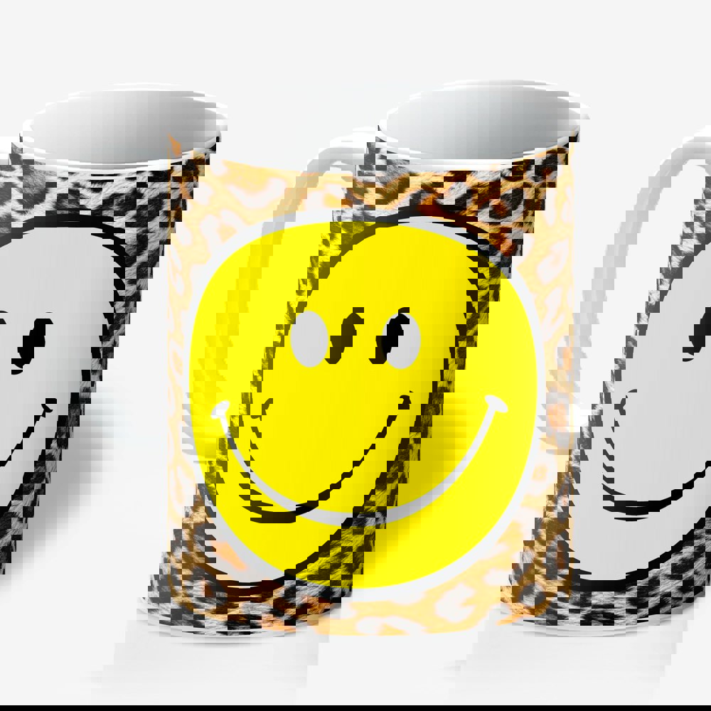 Leopard Print Smiley face Mug - Love Frankie