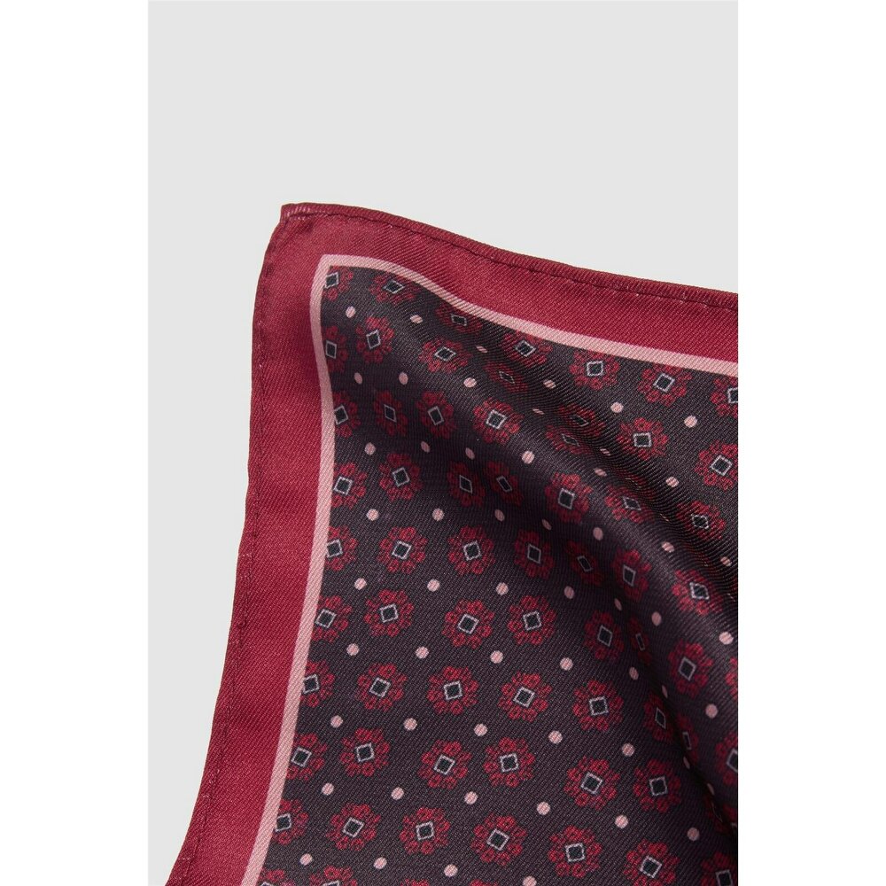 Alexandre Silver Alexandre Red Silk Geo Pocket Square
