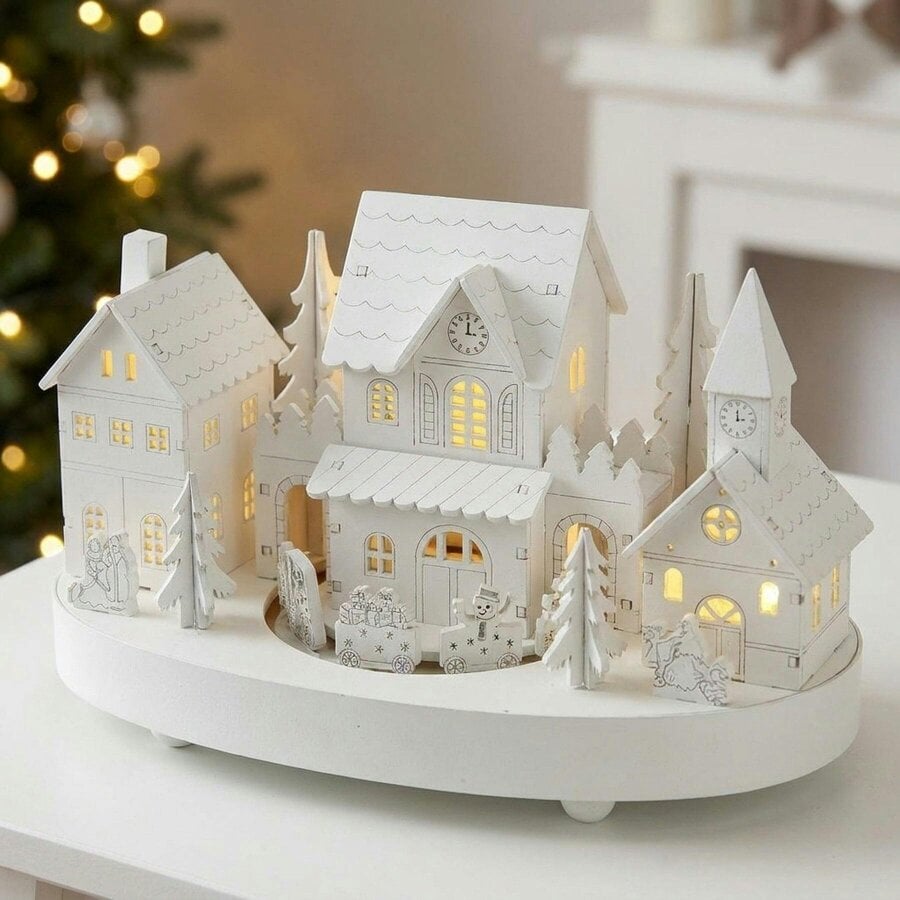 Garden Greatness Decorative Wooden House with Rotating Train