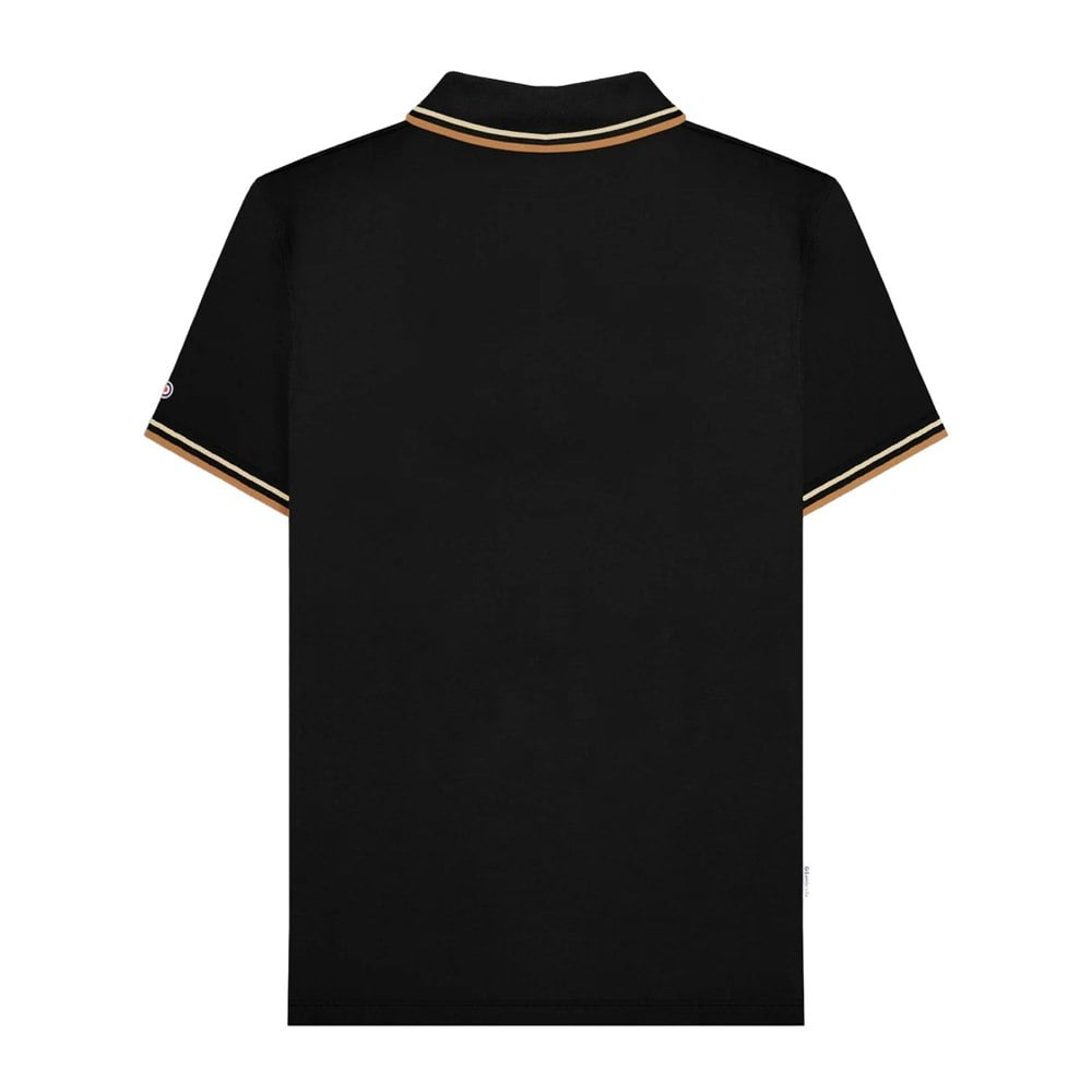 Lambretta Mens SS25 Twin Tip Polo Shirt - Black/Wood Ash