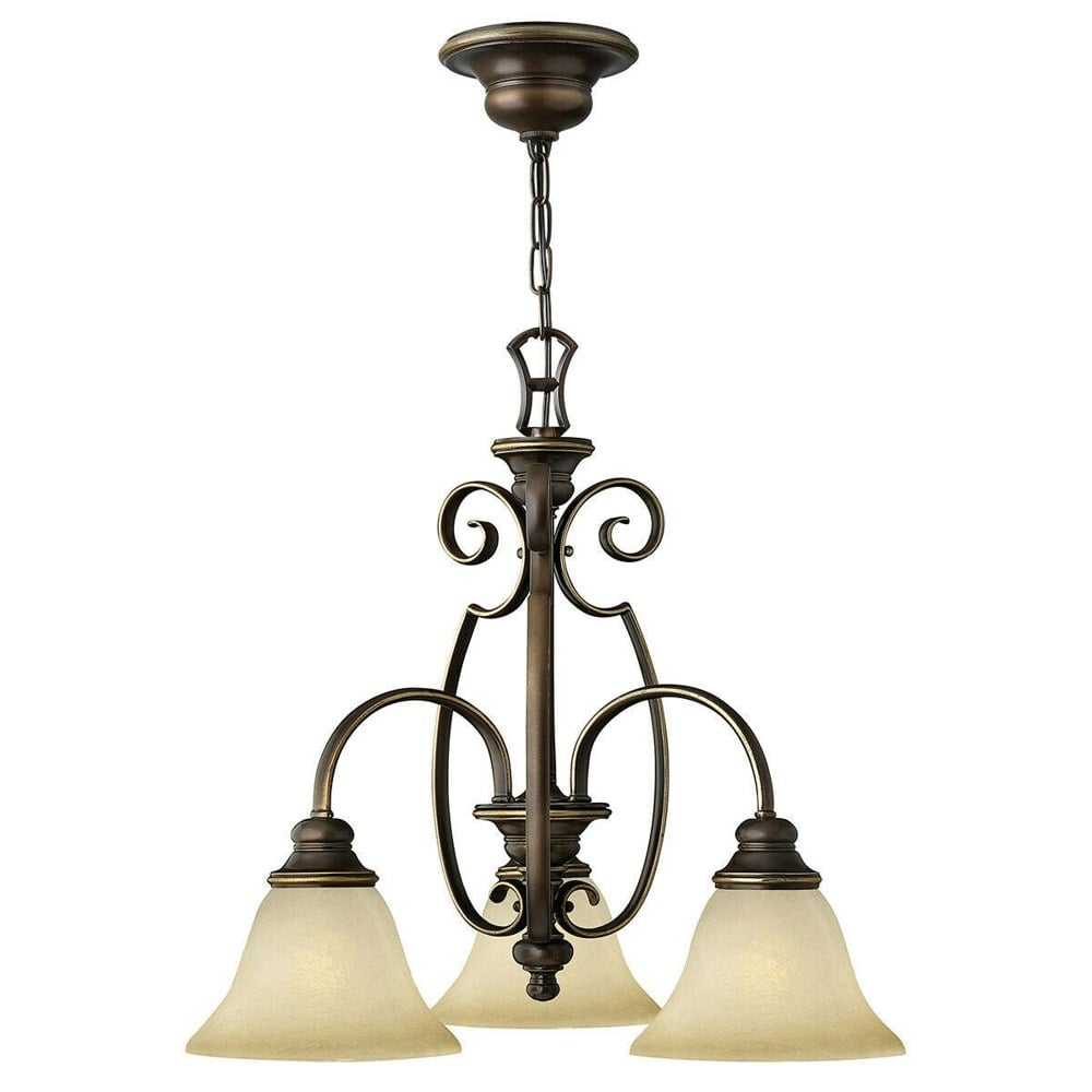 3 Bulb Chandelier Hanging Pendant LIght Antique Bronze LED E27 60W Bulb Loops