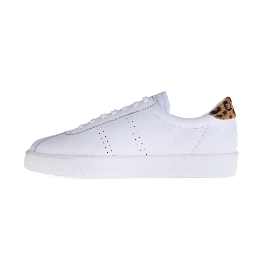 Superga Womens 2843 Sport Club S Leather Trainers - White/Animalier