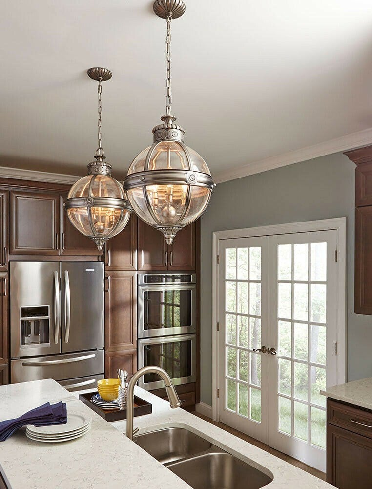 4 Bulb Chandelier Hanging Pendant LIght Antique Nickel LED E14 60W Bulb Loops