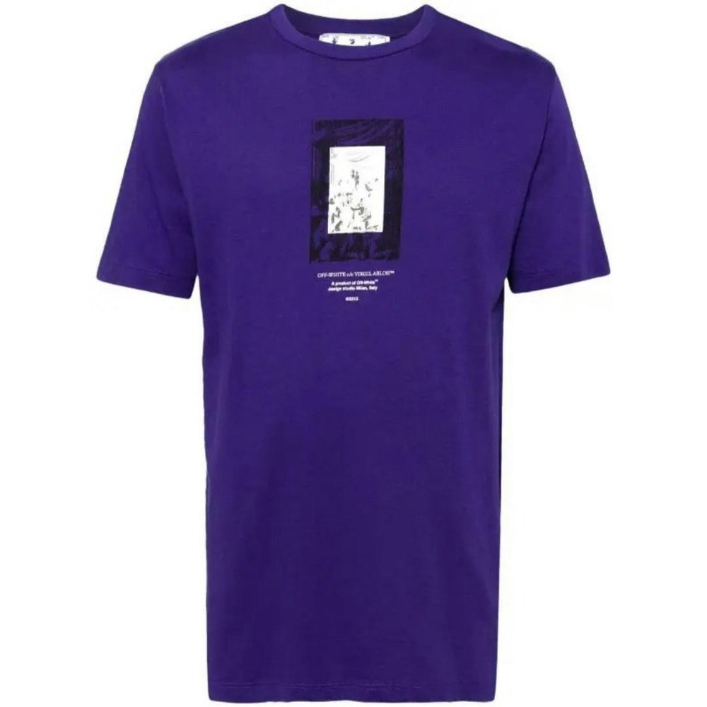 Off-White Paint Mirror Logo Slim Fit Purple T-Shirt XS