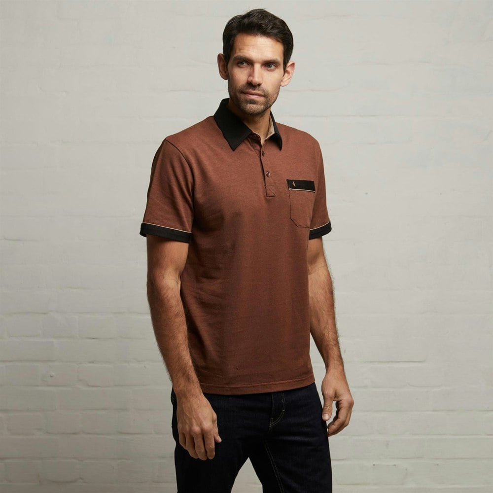 Gabicci G53X11 Mens Short Sleeve Oxford Jersey Polo Shirt Gabicci Classic - WALNUT